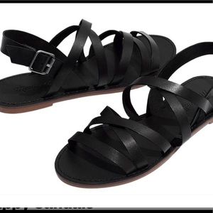 Madewell boardwalk black strap sandals size 8